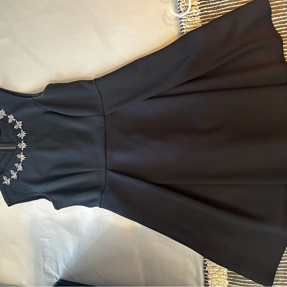 Ted Baker Elegant Black Dress with Embellished Neckline